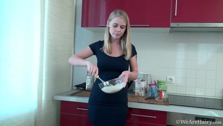 Darina Nikitina: Big-Titted Blonde Pleasures Herself in the Kitchen